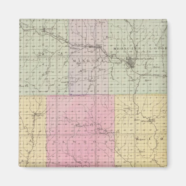Barber County och Hazelton, Kansas Magnet (Framsidan)