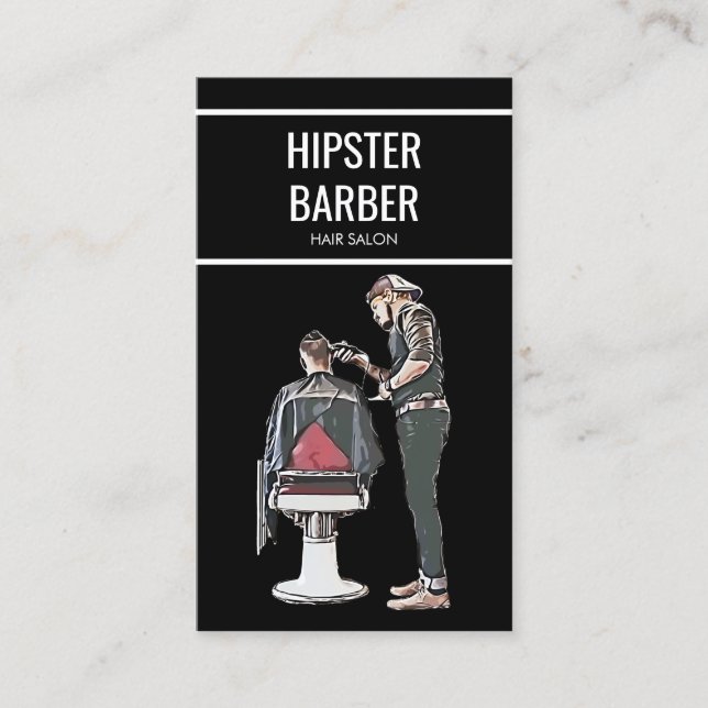 Barber Cutting Hair Illustration Visitkort (Framsida)