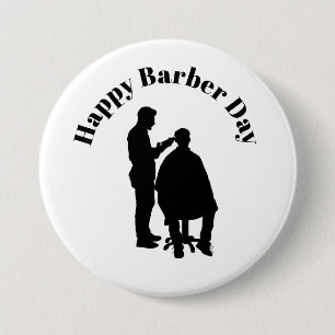 Barber Day Button - Barber Silhouette Knapp