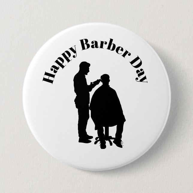 Barber Day Button - Barber Silhouette Knapp (Framsida)
