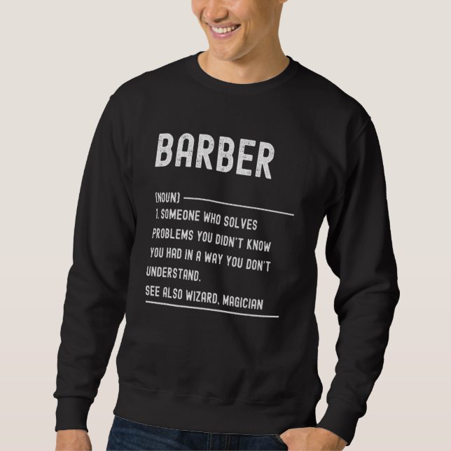 Barber Definition Shirts Funny Job Title Lång Ärmad Tröja (Framsida)
