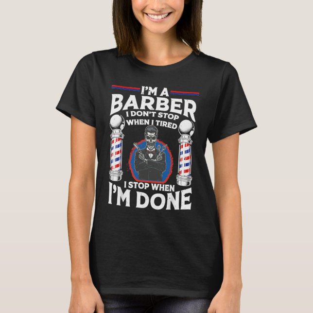 Barber Designs For Men Dad Hairstyling Humor Quote T Shirt (Framsida)