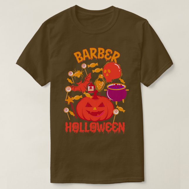 Barber firar också Halloween T Shirt (Design framsida)