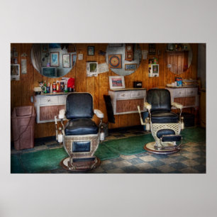 Barber - Frenchtown, NJ - Två gamla barberstolar Poster