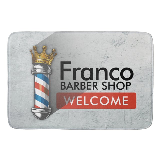 Barber Frisörsalong King Crown Barber Stång Frisör Badrumsmatta (Framsidan)