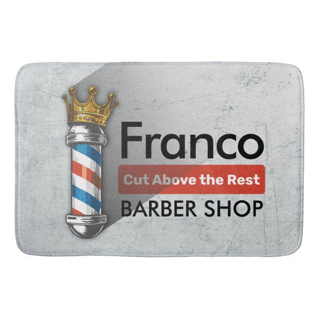 Barber Frisörsalong King Crown Barber Stång Frisör Badrumsmatta (Framsidan)