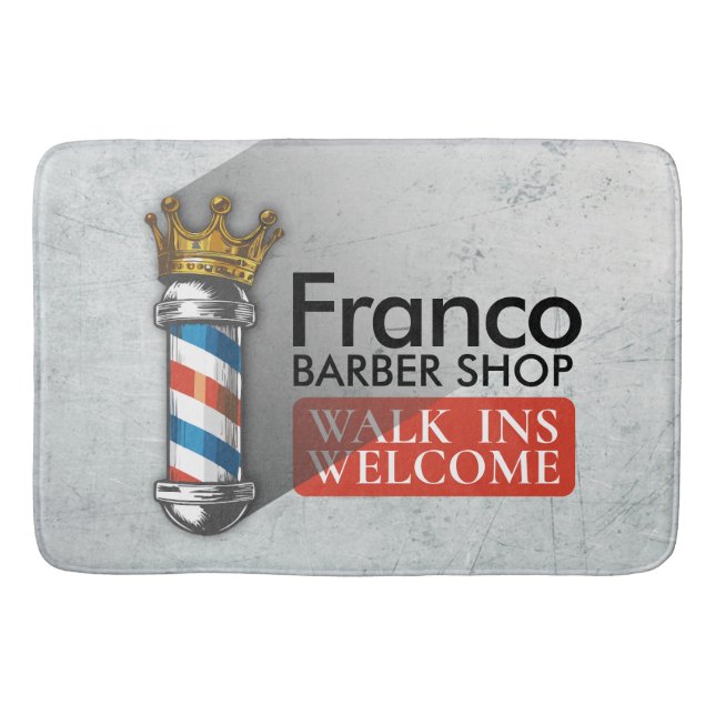 Barber Frisörsalong King Crown Barber Stång Frisör Badrumsmatta (Framsidan)