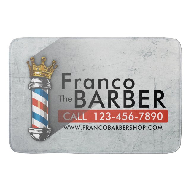 Barber Frisörsalong King Crown Barber Stång Frisör Badrumsmatta (Framsidan)
