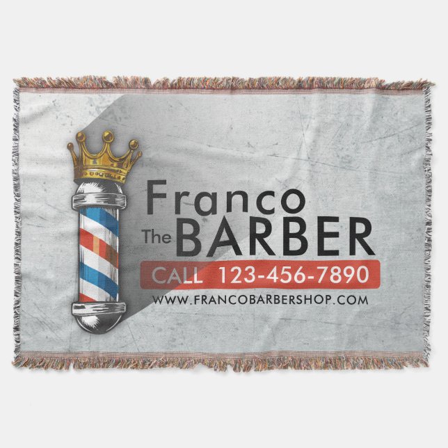 Barber Frisörsalong King Crown Barber Stång Frisör Filt (Framsidan)