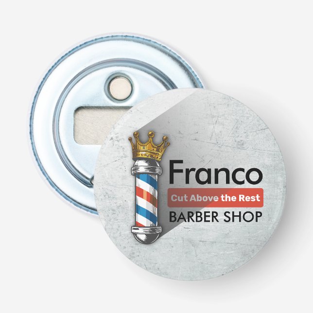 Barber Frisörsalong King Crown Barber Stång Frisör Flasköppnare (Framsidan)