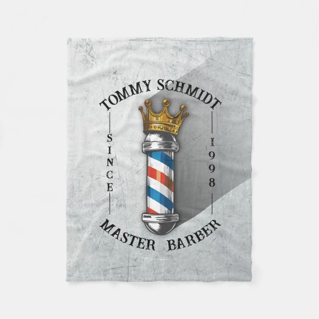 Barber Frisörsalong King Crown Barber Stång Frisör Fleecefilt (Framsidan)