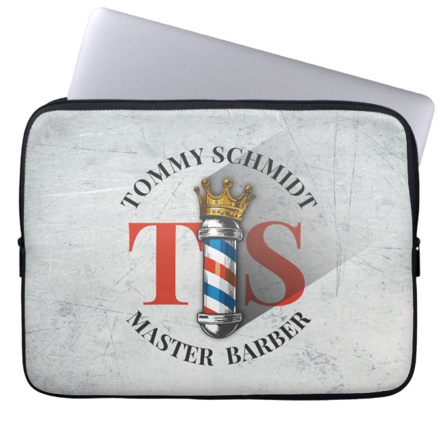 Barber Frisörsalong King Crown Barber Stång Frisör Laptop Fodral (Framsidan)
