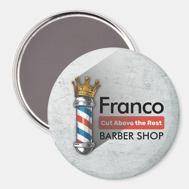 Barber Frisörsalong Kunglig Kronbarber Stång Frisö Magnet (Front/Back)