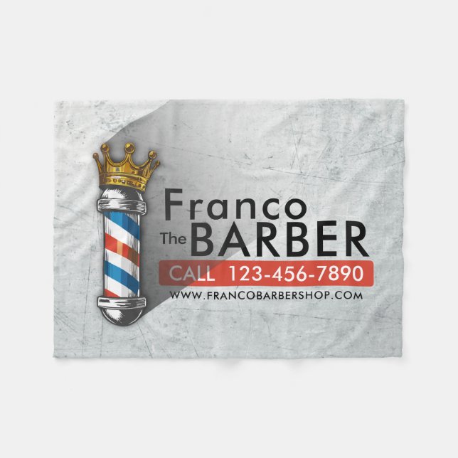 Barber Frisörsalong Kunglig Kronbarberarstång Hår  Fleecefilt (Framsidan (Horisontell))