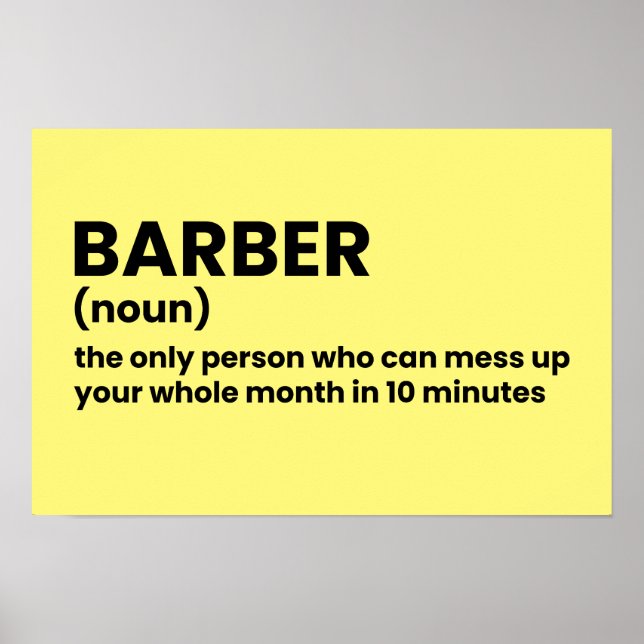 Barber Funny Definition Wall Art Poster (Framsidan)