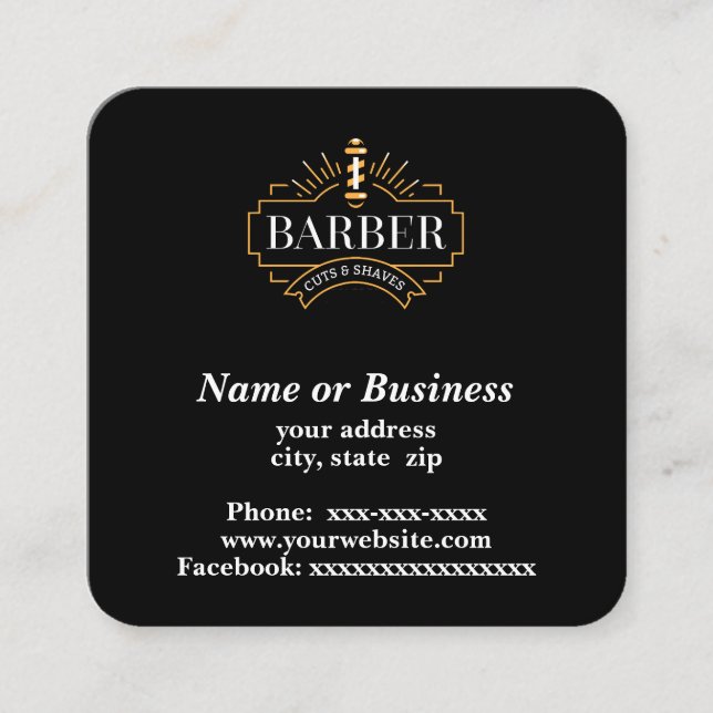 Barber Fyrkantigt Visitkort (Framsida)