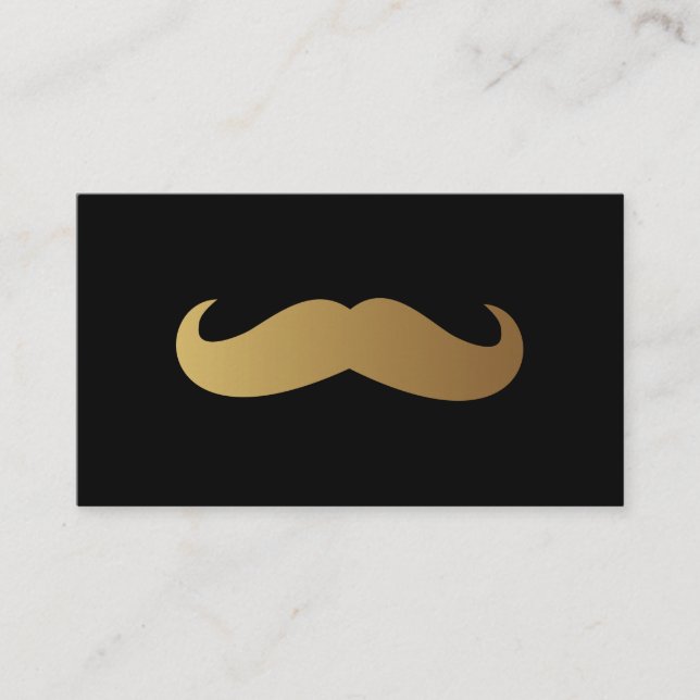 Barber Golden Mustache Professionell QR-kod Unik Visitkort (Framsida)