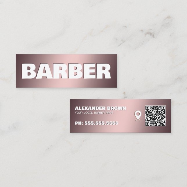 Barber Google Kartor Mini Visitkort (Fram/baksida)