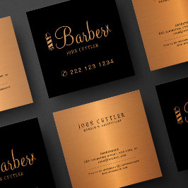 Barber guld-saxpole-barberbutik fyrkantigt visitkort
