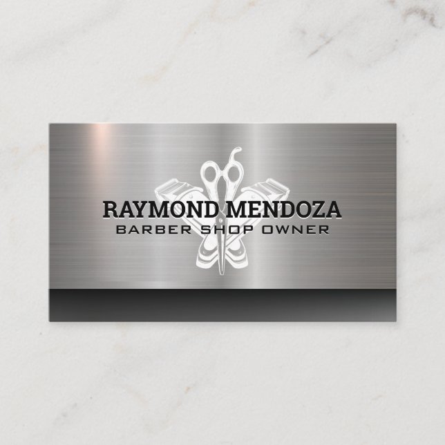 Barber Hair Clippers | Saxer | Metallisk Visitkort (Framsida)