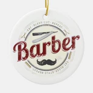 Barber Hair Hustler Hairdresser Retro Hairstylist Julgransprydnad Keramik