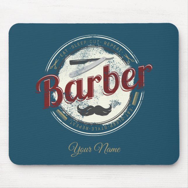 Barber Hair Hustler Hairdresser Retro Hairstylist Musmatta (Framsidan)