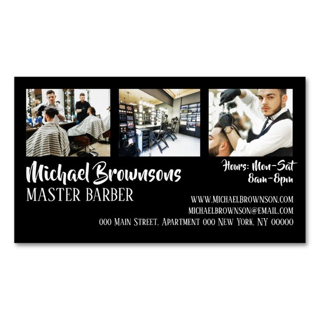 Barber Hair Man butik anpassad bild Magnetiska Visitkort (Framsida)