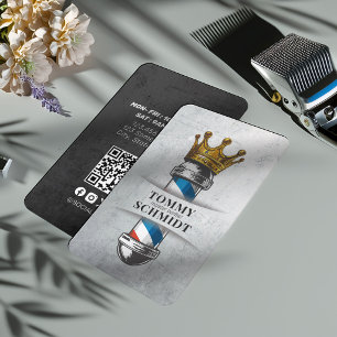 Barber Hair Shop Royal Crown Barberstolpe QR-kod Visitkort