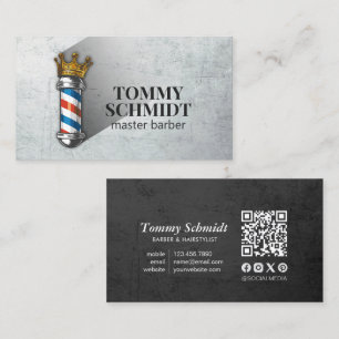 Barber Hair Shop Royal Krona Barber Pole QR-kod Visitkort
