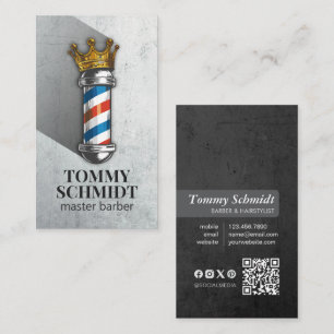 Barber Hair Shop Royal Krona Barber Pole QR-kod Visitkort