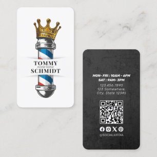 Barber Hair Shop Royal Krona Barber Pole QR-kod Visitkort