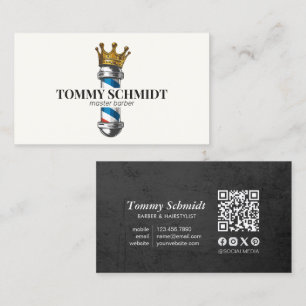 Barber Hair Shop Royal Krona Barber Pole QR-kod Visitkort