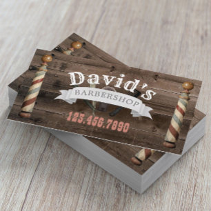 Barber Hair Stylist Barbershop Rustic Barn Wood Visitkort
