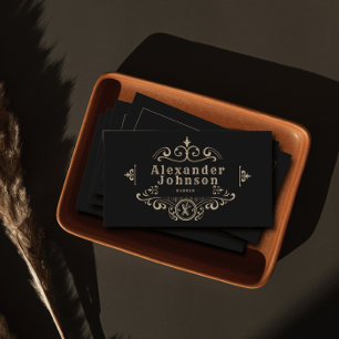 Barber Hair Stylist Barbershop Vintage Black Visitkort