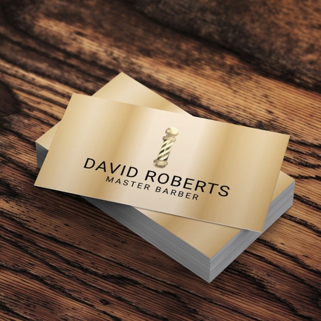 Barber Hair Stylist Hairdresser Barbershop Guld Visitkort (Skapare uppladdad)