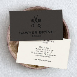Barber Hair Stylist Sissors Mörk Brown Suede Visitkort