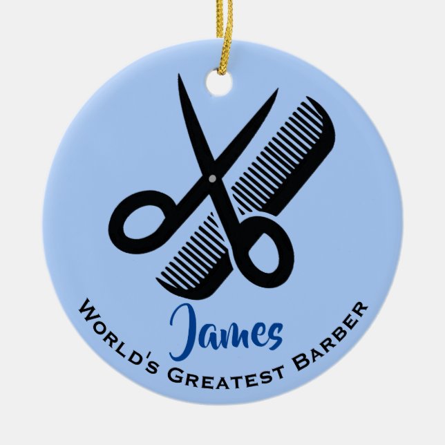 Barber Haircut Design Ceramic Ornament (Framsidan)