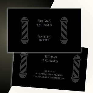 Barber Haircut Minimalist Black Grått Visitkort