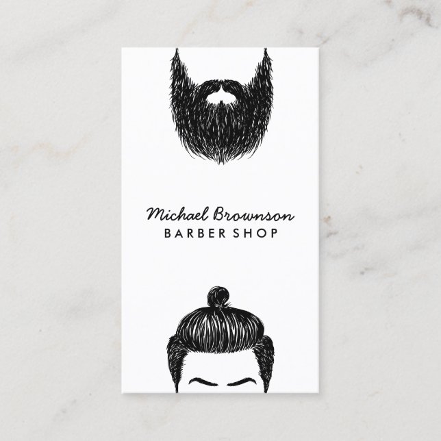 Barber hipster skägg mustasch qr-kod visitkort (Framsida)