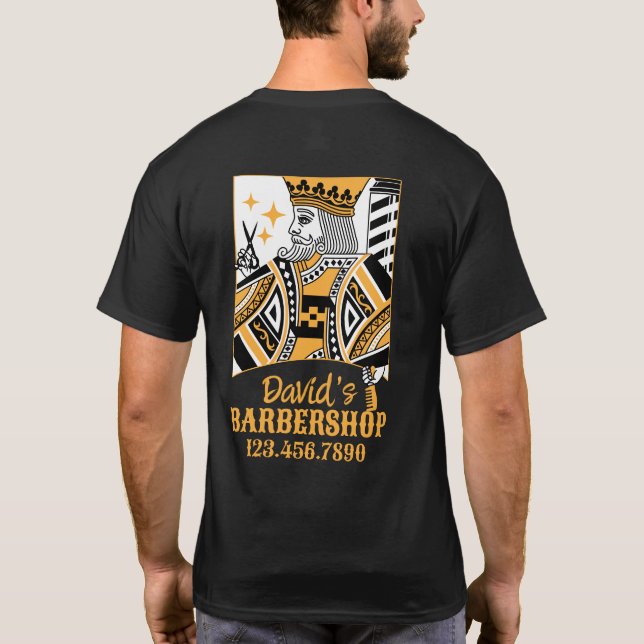 Barber Kung Retro-uppspelningskort Stil Hair Styli T Shirt (Baksida)
