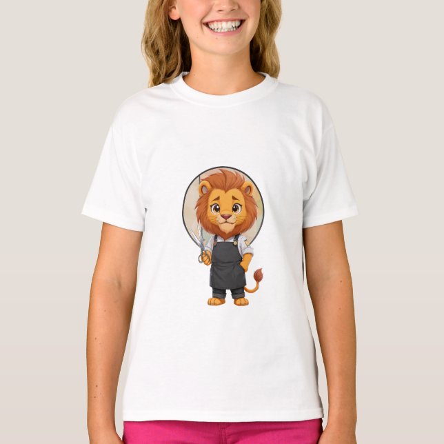 Barber Lejon Stylist Barn T Shirt (Framsida)