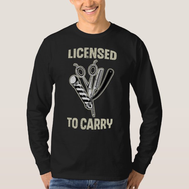 Barber Licensed Lifeline Pole Scissors Hair Clippe T Shirt (Framsida)