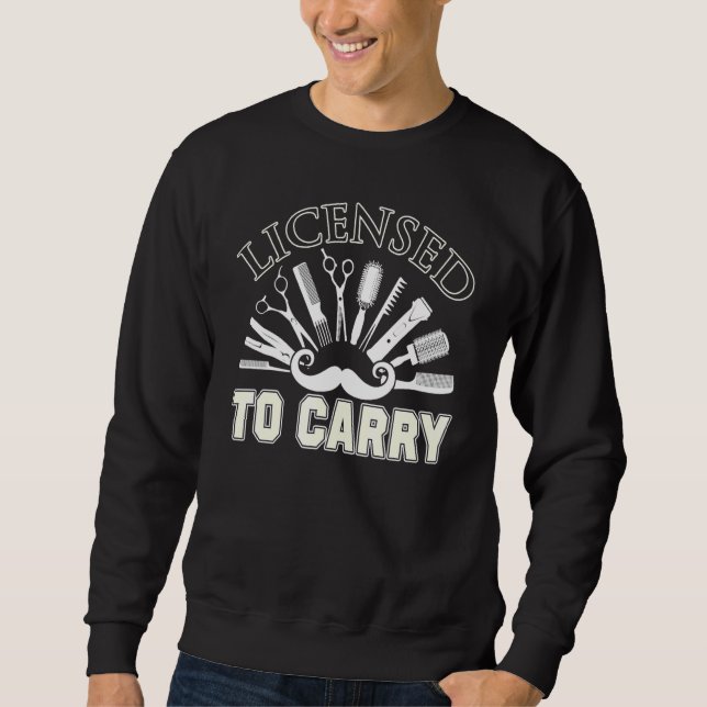 Barber Licensto Carry Barber Idea Lång Ärmad Tröja (Framsida)