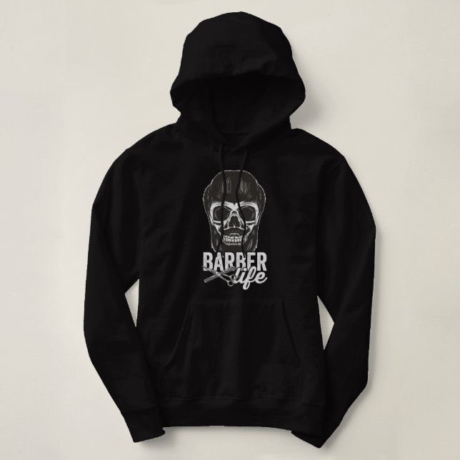 Barber Life Skull med skal T Shirt (Design framsida)