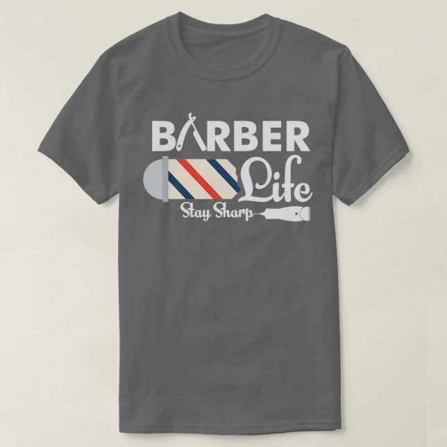 Barber Life Stanna Vass vid Barber Pole Pun T Shirt (Design framsida)