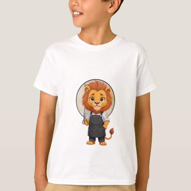 Barber Lion Professionell Stylist Barn T Shirt (Framsida)