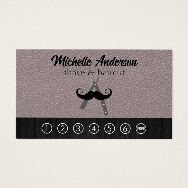 Barber Logotyp | Läder Visitkort (Framsidan)