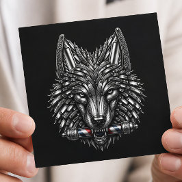 Barber Logotyp Silver Metall Rakhyvel Varg Barber Fyrkantigt Visitkort