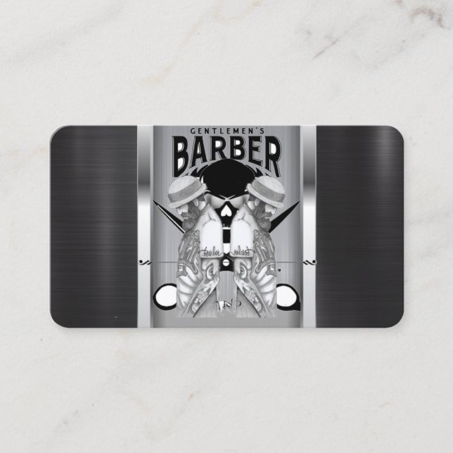 Barber-logotyp/skalle-affärskort Visitkort (Framsida)