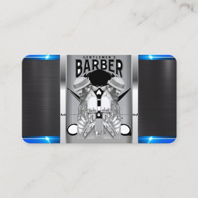 Barber-logotyp/skalle-affärskort Visitkort (Framsida)